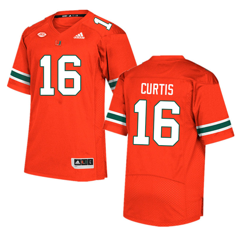Men #16 Malik Curtis Miami Hurricanes College Football Jerseys Sale-Orange - Click Image to Close